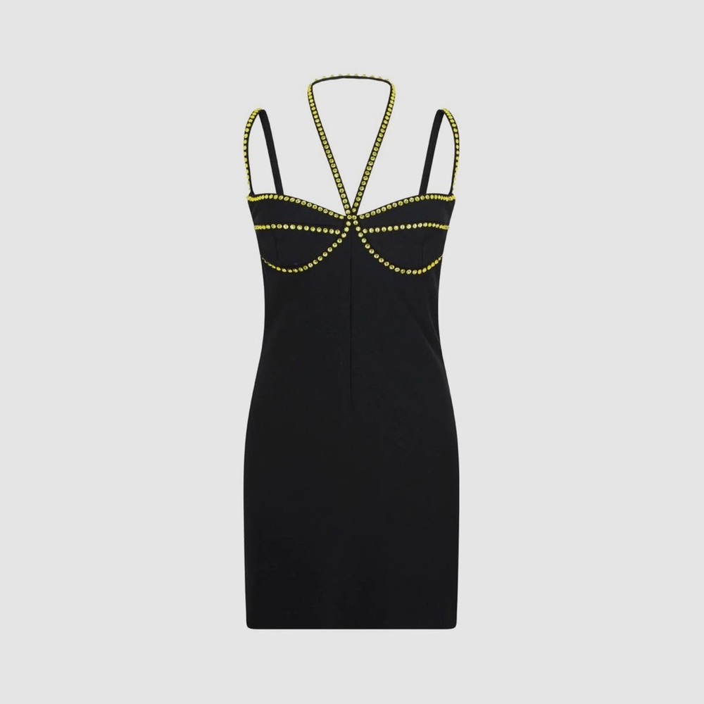 The Attico Black Mini Dress with Yellow Detailing
